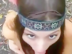 Sexy girlfriend loves to roleplay to blow in the forest