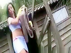 Horny Babe Sucks And Fucks Outdoors For This Lucky Old Guy