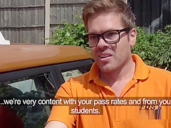 Busty Examiner Checks Instructors Work