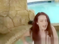 Busty Babe Pussy Hammered Poolside As She Takes A Big