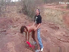 Skinny African Babe Outdoor Fucked