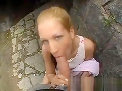 Pretty Blonde Fucked And Taking Facial In Public