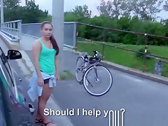 Driver picks up Jenny Glam and fucks her good