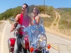 Petite Playboy Babe Drilled On A Motorcycle Outdoor