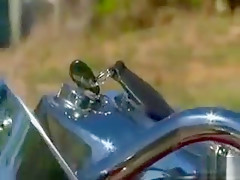 Petite Playboy Babe Drilled On A Motorcycle Outdoor