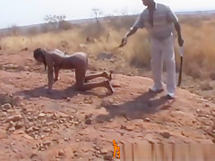 Rough Outdoor Spanking And Tormenting With Busty African
