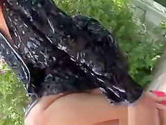 Girl Shows Off Sexy Feet And Massages Cock With Them