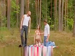 Amateur German Threesome In The Forest