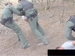 Scared Brunette Caught Crossing Border