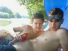 Wife Giving A Handjob Outside