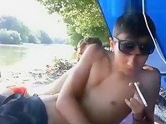 Wife Giving A Handjob Outside