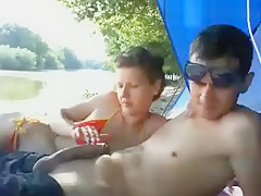 Wife Giving A Handjob Outside