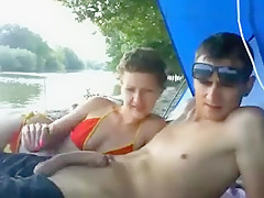 Wife Giving A Handjob Outside