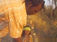 Busty African Slut With Blindfold Getting Her Nipples