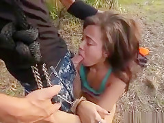 Poor Teen Slut Adrian Maya Fucked While Handcuffed Outdoors