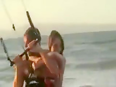 Three Playmates Go Naked Kite Surfing