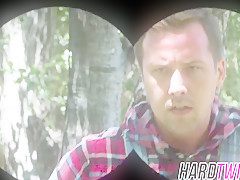 Tiny brunette Adria Rae rides her fuck buddy outdoors