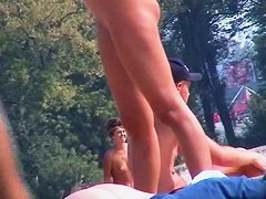 Real nudist redhead beach voyeur video