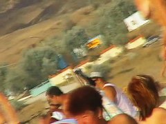 Naked hotties showing their pussies at the beach