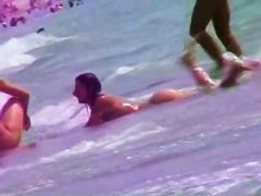Nudity beach voyeur video of hot two brunettes by the sea