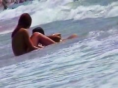 Nudity beach voyeur video of hot two brunettes by the sea