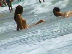 Nudity beach voyeur video of hot two brunettes by the sea