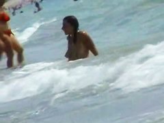 Nudity beach voyeur video of hot two brunettes by the sea