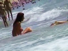 Nudity beach voyeur video of hot two brunettes by the sea