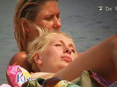 Mature hotties filmed by a nude beach pervert