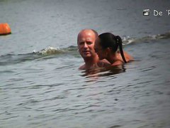 Mature hotties filmed by a nude beach pervert