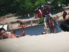 The awesome view of beach nudist girl