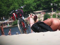 The awesome view of beach nudist girl