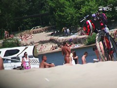 The awesome view of beach nudist girl