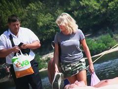 Hot nude blonde sunbathing filmed by hidden beach camera