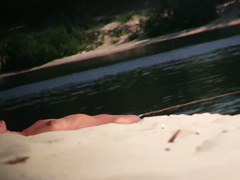 Hot nude blonde sunbathing filmed by hidden beach camera