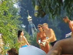 That is a russian beach that is packed up with naked women