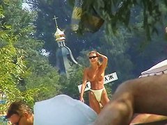 That is a russian beach that is packed up with naked women