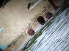 Blonde babe teases her boyfriend at a couple