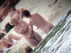 Blonde babe teases her boyfriend at a couple