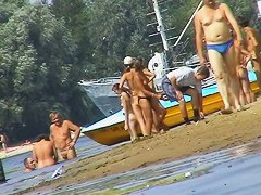 Naked hot babes at the marina beach