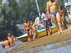 Naked hot babes at the marina beach