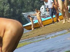 Naked hot babes at the marina beach