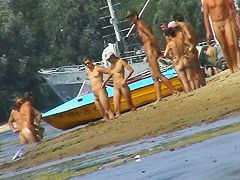 Naked hot babes at the marina beach