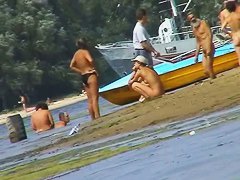 Naked hot babes at the marina beach