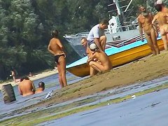 Naked hot babes at the marina beach