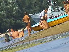 Naked hot babes at the marina beach