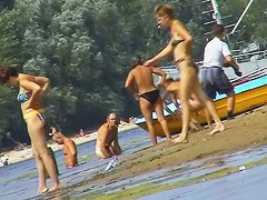 Naked hot babes at the marina beach