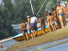 Naked hot babes at the marina beach