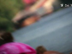 Skinny young girls with naked tits caught on the spy beach cam