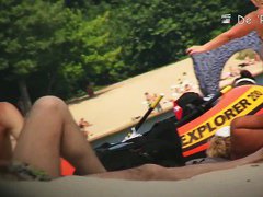 Skinny young girls with naked tits caught on the spy beach cam